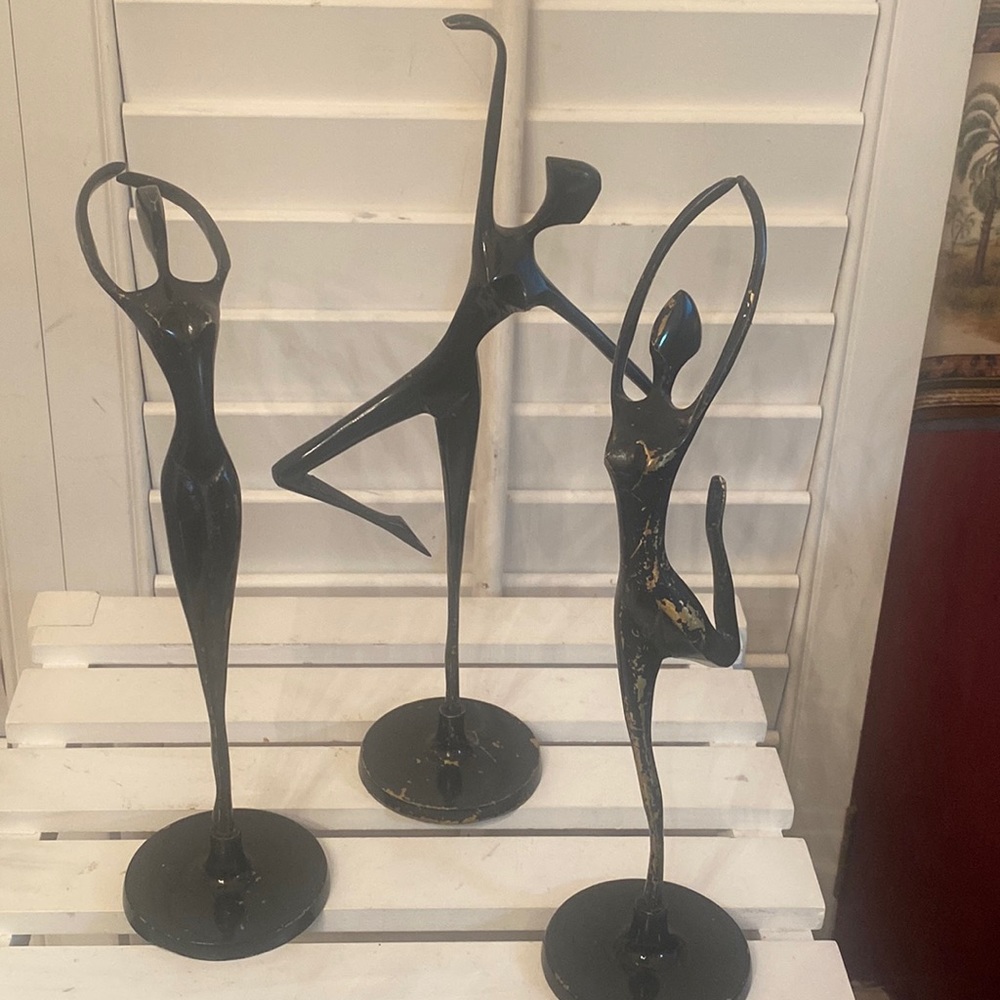 Vintage  Mid Century Solid Brass Ballerina Dancer Figurines Decor